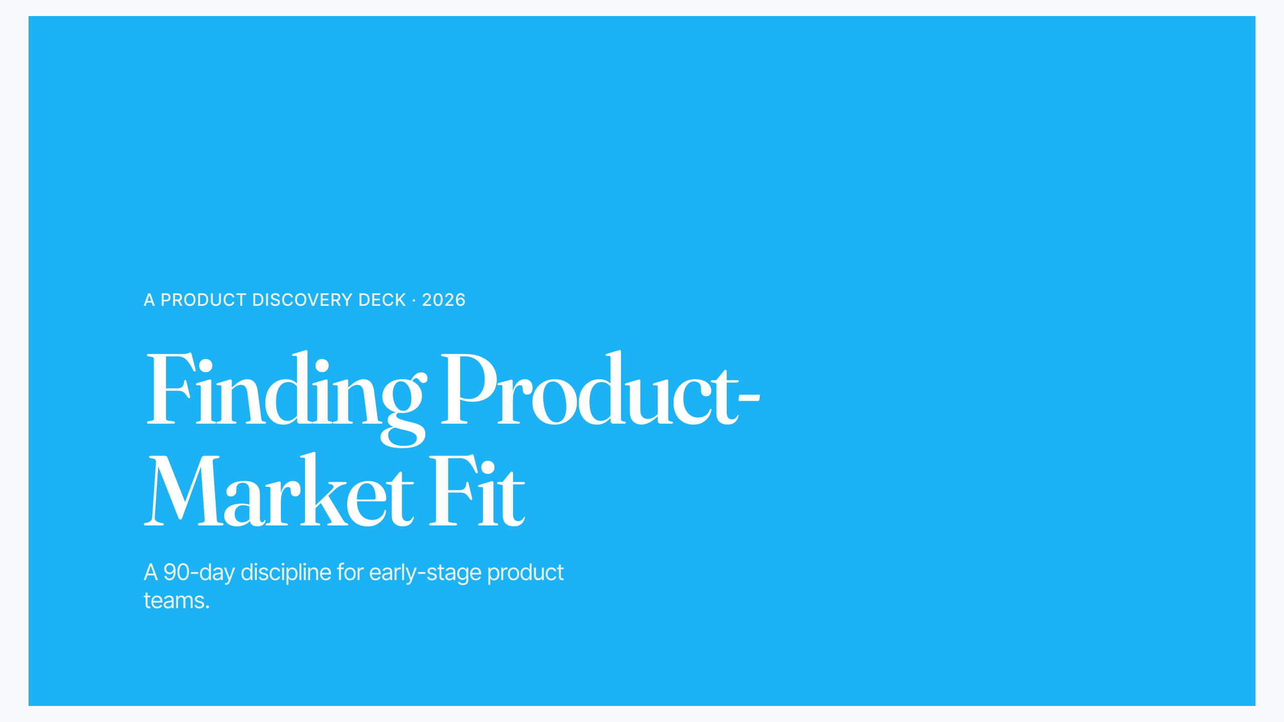 Slide deck — title slide “Finding Product-Market Fit,” 16:9